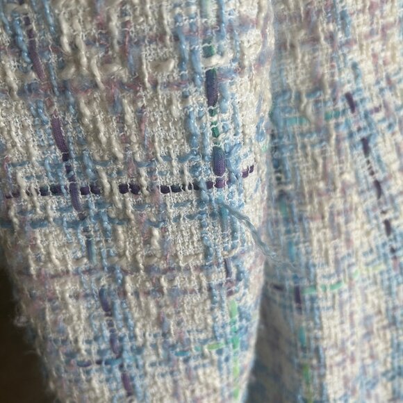 Avec Les Filles Tweed Blazer Blue Purple Bouclé Jacket SZM Chic Parisian Classic - Picture 9 of 12